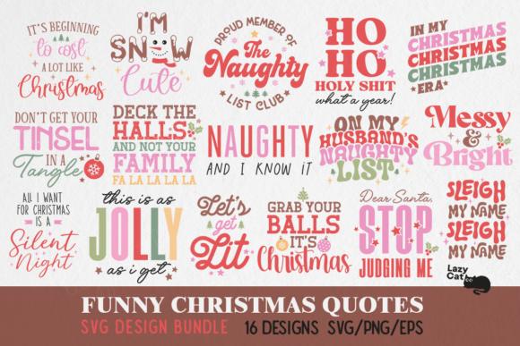 Download Funny Christmas Quotes SVG Bundle - Funny Collection