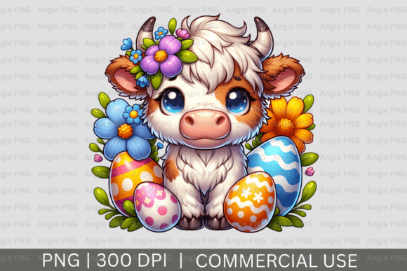 Download Easter Highland Cow PMG Clipart - Pmg Collection