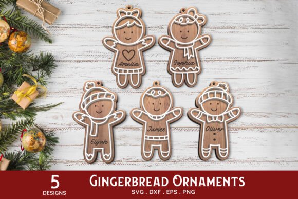 Download Gingerbread Family Christmas Ornament - Christmas ornament Collection