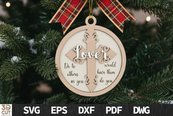 Download Love Cross Christmas Ornament SVG - Christmas ornament Collection