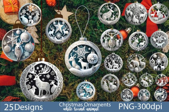 Download 3D Christmas Ornaments Animal Bundle - Christmas ornament Collection