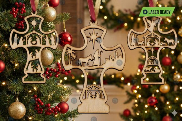 Download Nativity Cross Christmas Ornament Bundle - Christmas ornament Collection