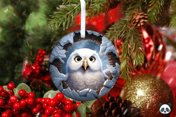 Download Snowy Owl 3D Christmas Ornament 1 - Christmas ornament Collection