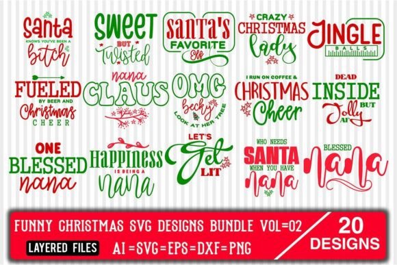 Download Funny Christmas SVG Designs Bundle Vol.2 - Funny Collection