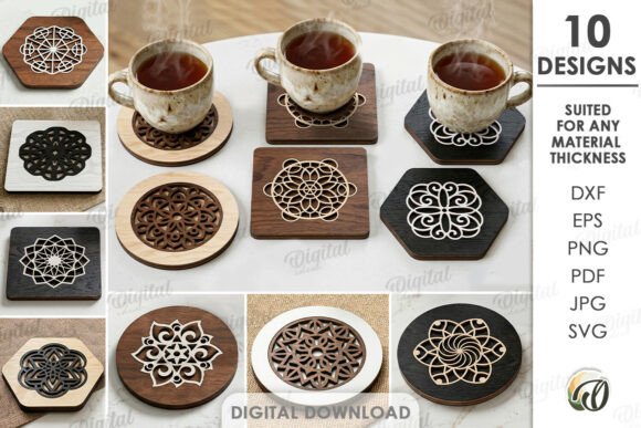 Download 3D Mandala Coasters Laser Cut Bundle - 3d mandala Collection