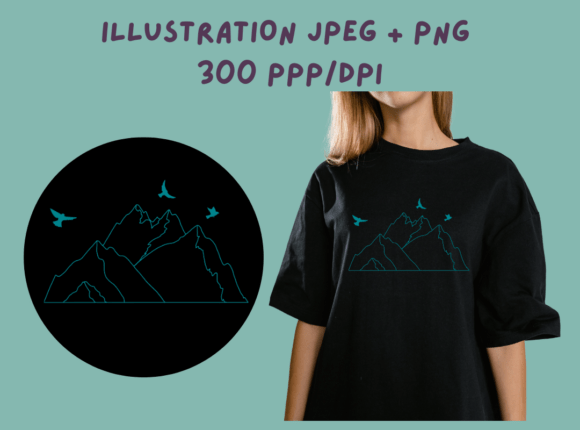 Download Lineart Mountain Birds - Pod Bestseller - Bestseller Collection