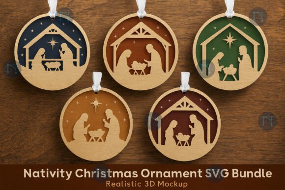 Download Nativity Christmas Ornament SVG Bundle - Christmas ornament Collection