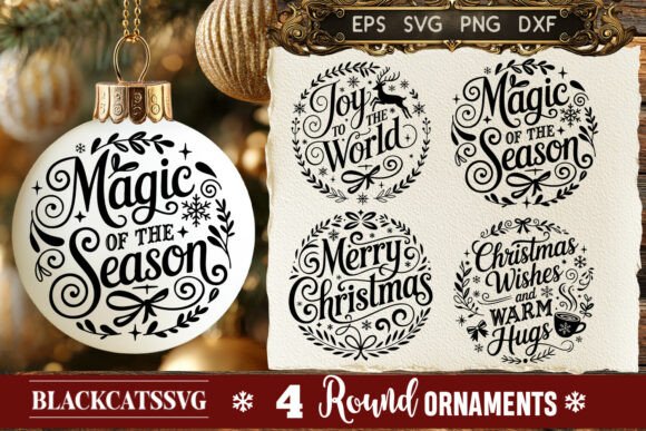 Download Round Christmas Ornament SVG 4 Designs - Christmas ornament Collection
