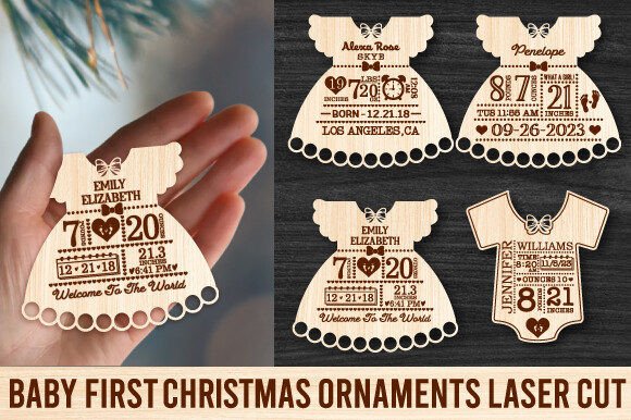 Download Baby First Christmas Ornaments Laser Cut - Christmas ornament Collection