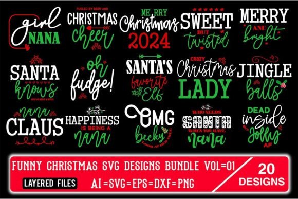 Download Funny Christmas SVG Designs Bundle Vol.1 - Funny Collection