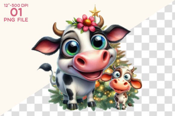 Download Watercolor Funny Christmas Cow Clipart - Funny Collection