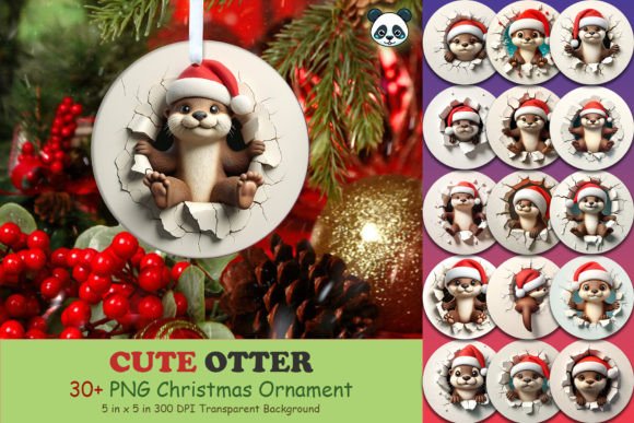 Download Cute Otter 3D Christmas Ornament Bundle - Christmas ornament Collection